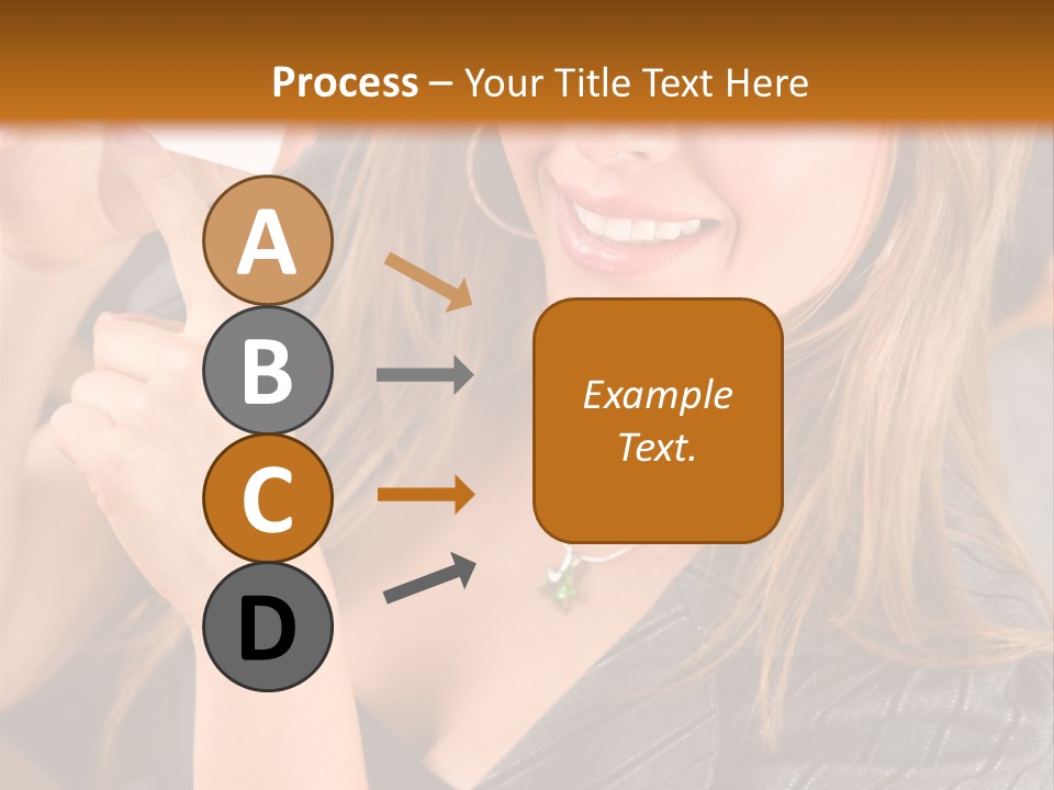 Businesswoman Pointing At A Business Card In An Office PowerPoint Template