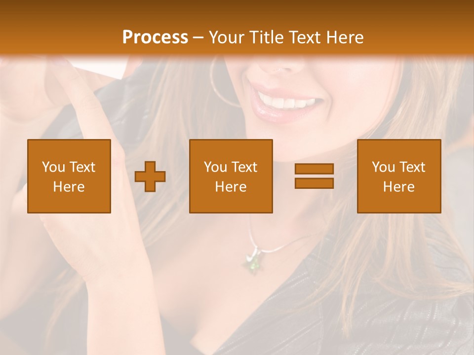 Businesswoman Pointing At A Business Card In An Office PowerPoint Template