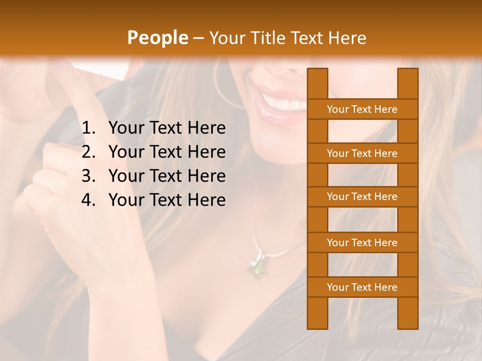 Businesswoman Pointing At A Business Card In An Office PowerPoint Template