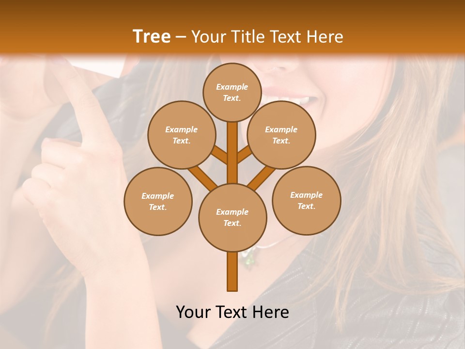 Businesswoman Pointing At A Business Card In An Office PowerPoint Template