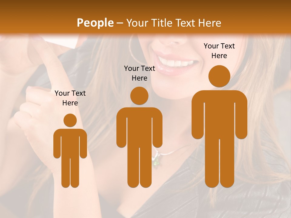 Businesswoman Pointing At A Business Card In An Office PowerPoint Template