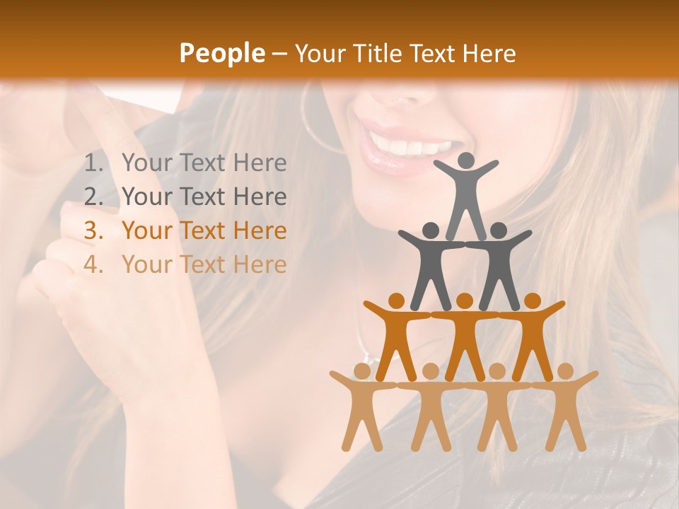 Businesswoman Pointing At A Business Card In An Office PowerPoint Template