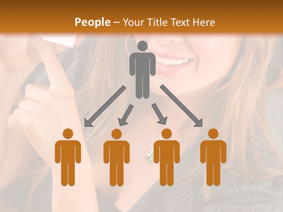 Businesswoman Pointing At A Business Card In An Office PowerPoint Template