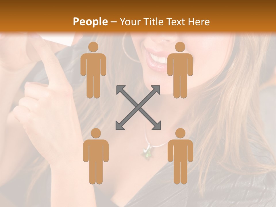 Businesswoman Pointing At A Business Card In An Office PowerPoint Template