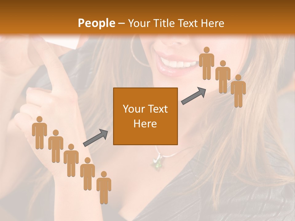 Businesswoman Pointing At A Business Card In An Office PowerPoint Template