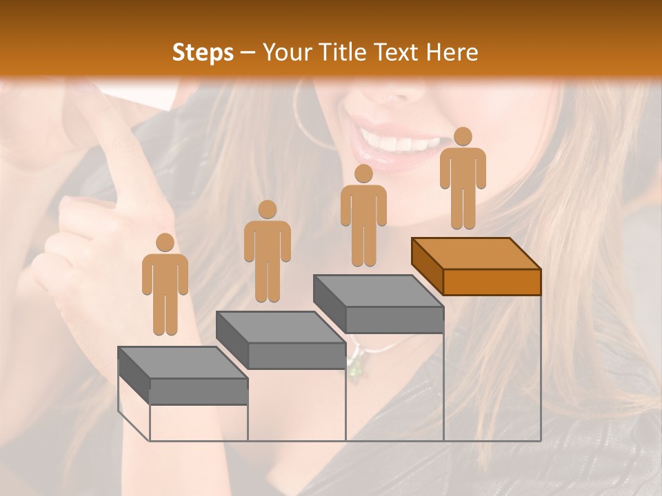 Businesswoman Pointing At A Business Card In An Office PowerPoint Template