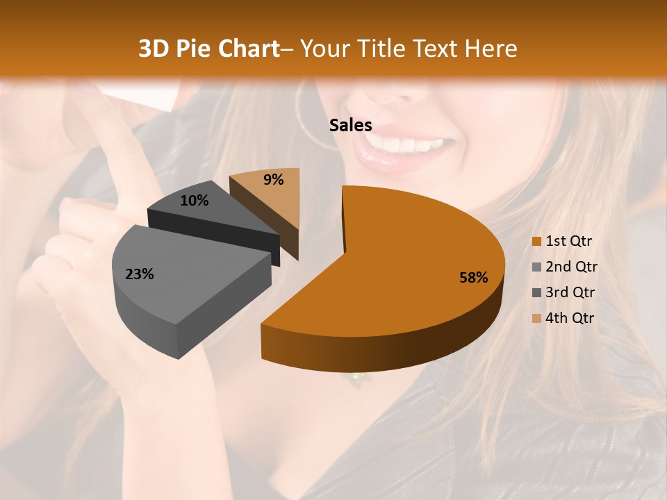 Businesswoman Pointing At A Business Card In An Office PowerPoint Template