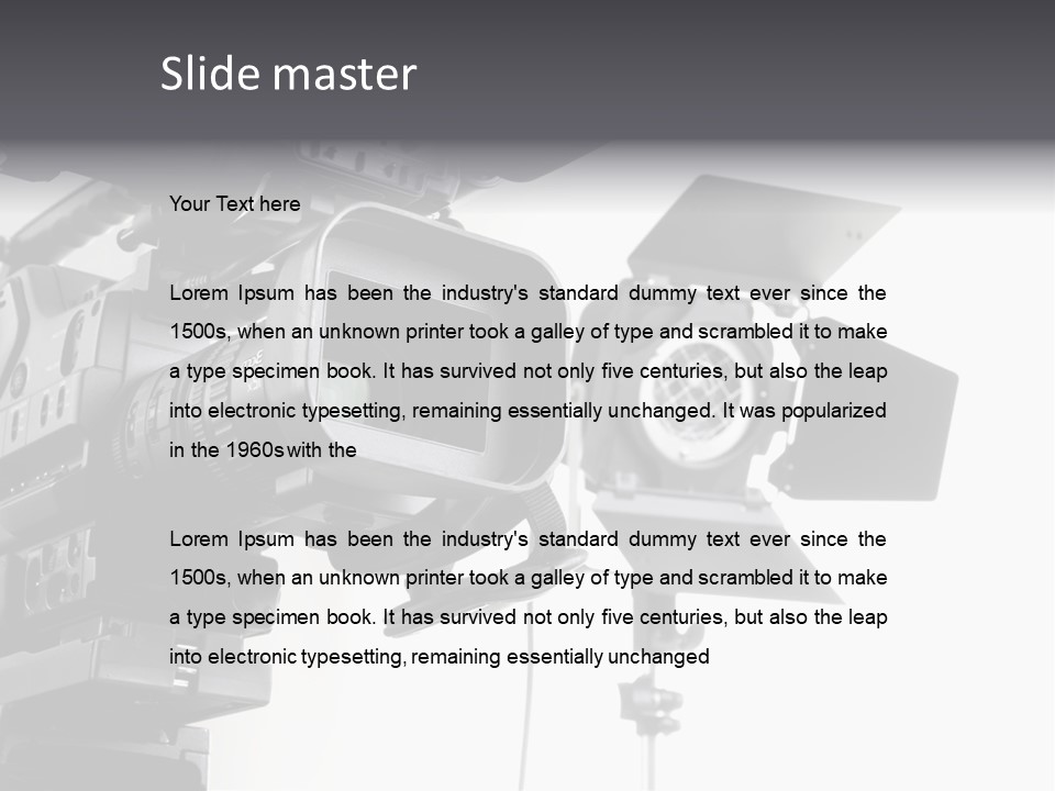 Isolated Digital Video Camera Recorder On Tripod And Spot Light With White Background PowerPoint Template