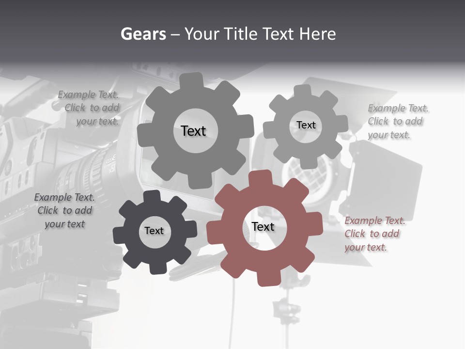 Isolated Digital Video Camera Recorder On Tripod And Spot Light With White Background PowerPoint Template