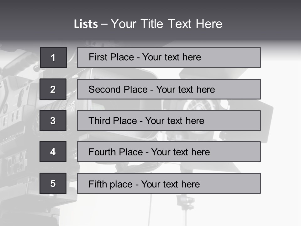 Isolated Digital Video Camera Recorder On Tripod And Spot Light With White Background PowerPoint Template