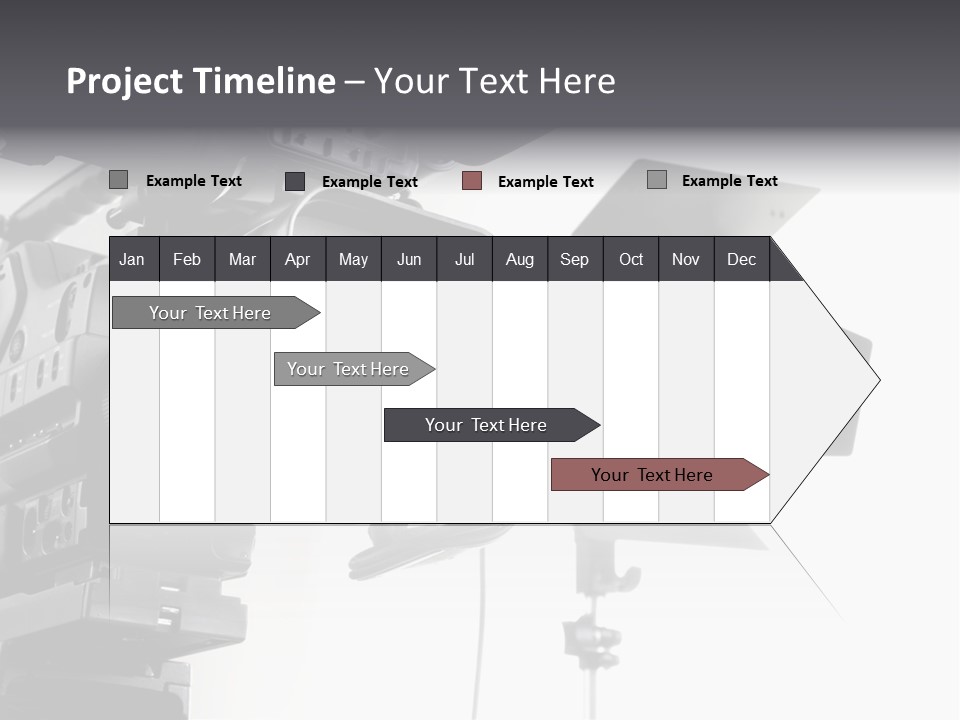 Isolated Digital Video Camera Recorder On Tripod And Spot Light With White Background PowerPoint Template