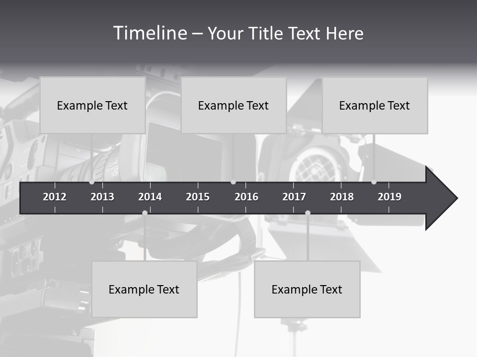 Isolated Digital Video Camera Recorder On Tripod And Spot Light With White Background PowerPoint Template