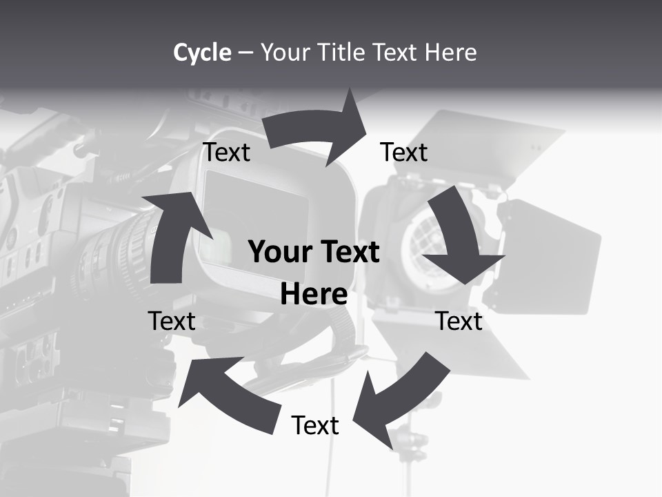 Isolated Digital Video Camera Recorder On Tripod And Spot Light With White Background PowerPoint Template