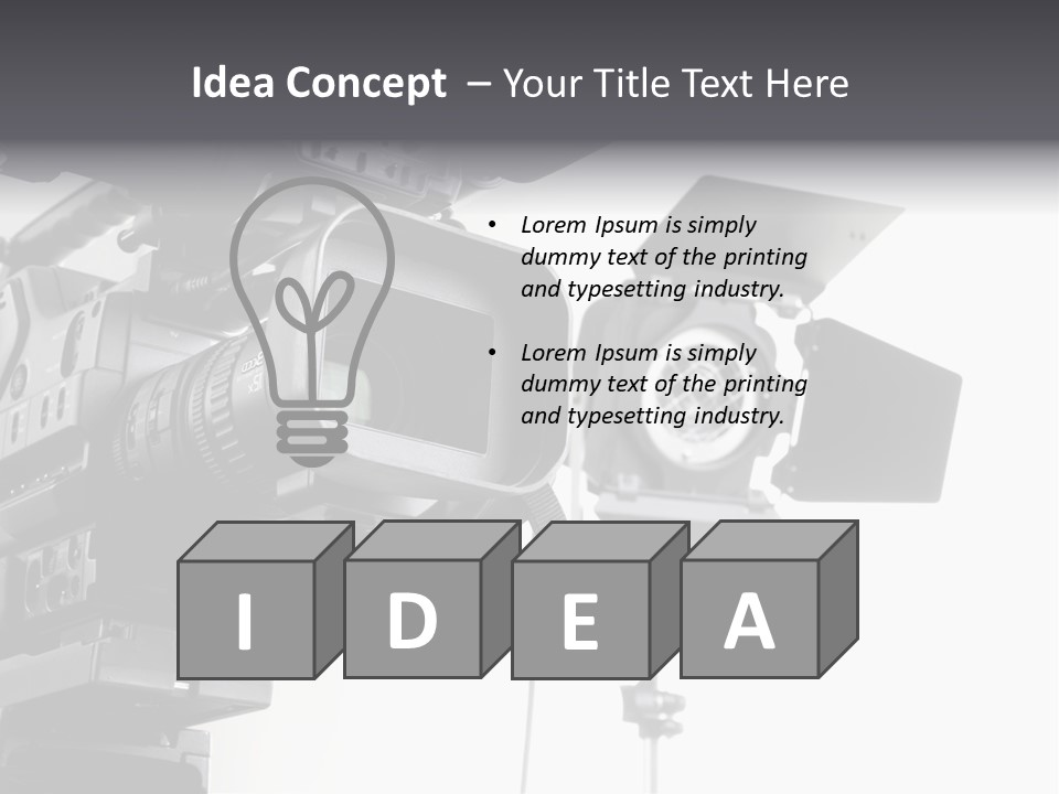 Isolated Digital Video Camera Recorder On Tripod And Spot Light With White Background PowerPoint Template