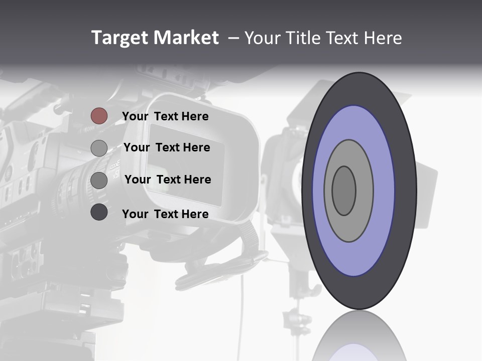 Isolated Digital Video Camera Recorder On Tripod And Spot Light With White Background PowerPoint Template