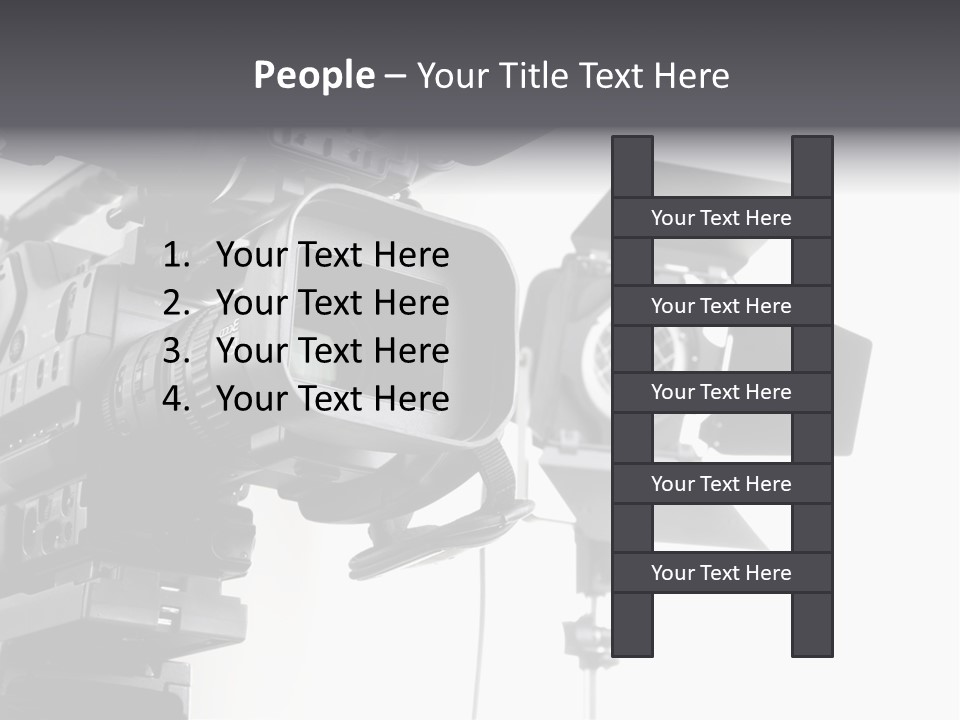 Isolated Digital Video Camera Recorder On Tripod And Spot Light With White Background PowerPoint Template