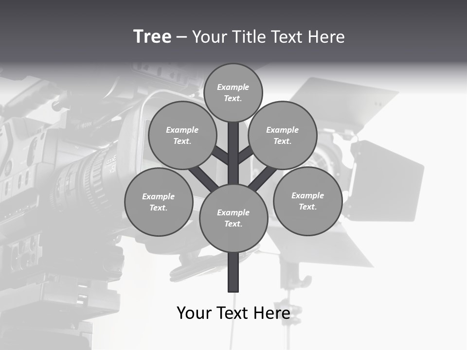 Isolated Digital Video Camera Recorder On Tripod And Spot Light With White Background PowerPoint Template