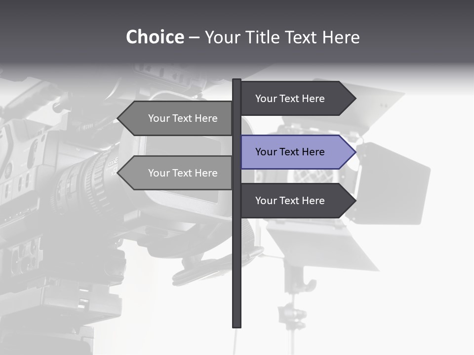 Isolated Digital Video Camera Recorder On Tripod And Spot Light With White Background PowerPoint Template