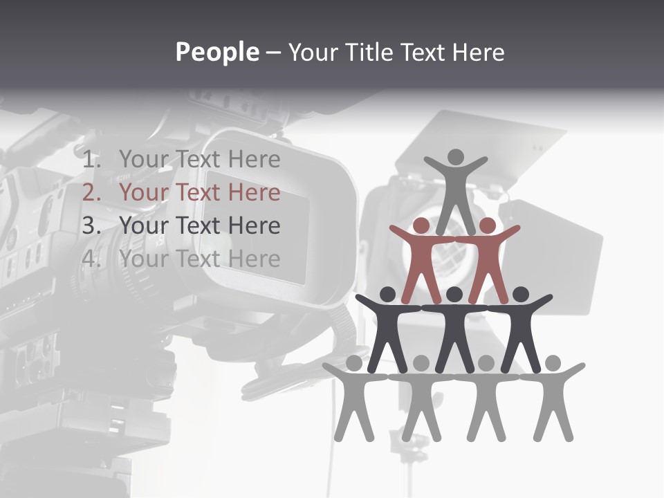 Isolated Digital Video Camera Recorder On Tripod And Spot Light With White Background PowerPoint Template