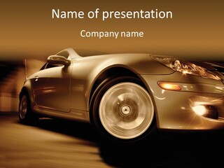 Sports Car Driving In Motion PowerPoint Template