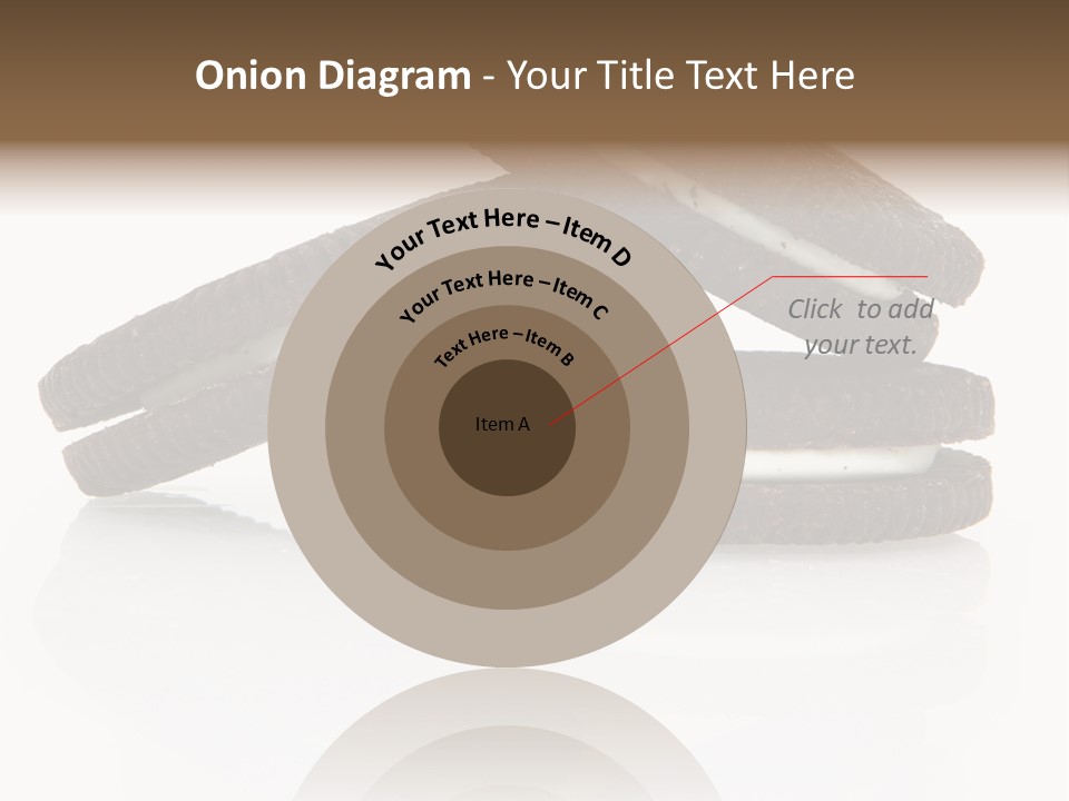 Stack Of Three Chocolate Cream Oreo Cookies Over White. PowerPoint Template
