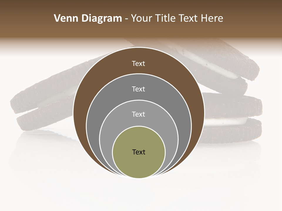 Stack Of Three Chocolate Cream Oreo Cookies Over White. PowerPoint Template