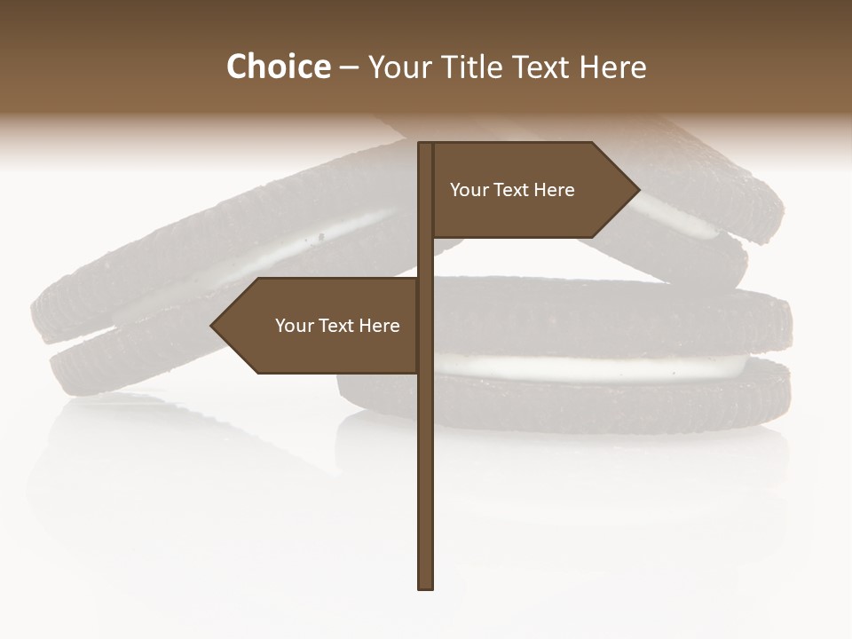 Stack Of Three Chocolate Cream Oreo Cookies Over White. PowerPoint Template