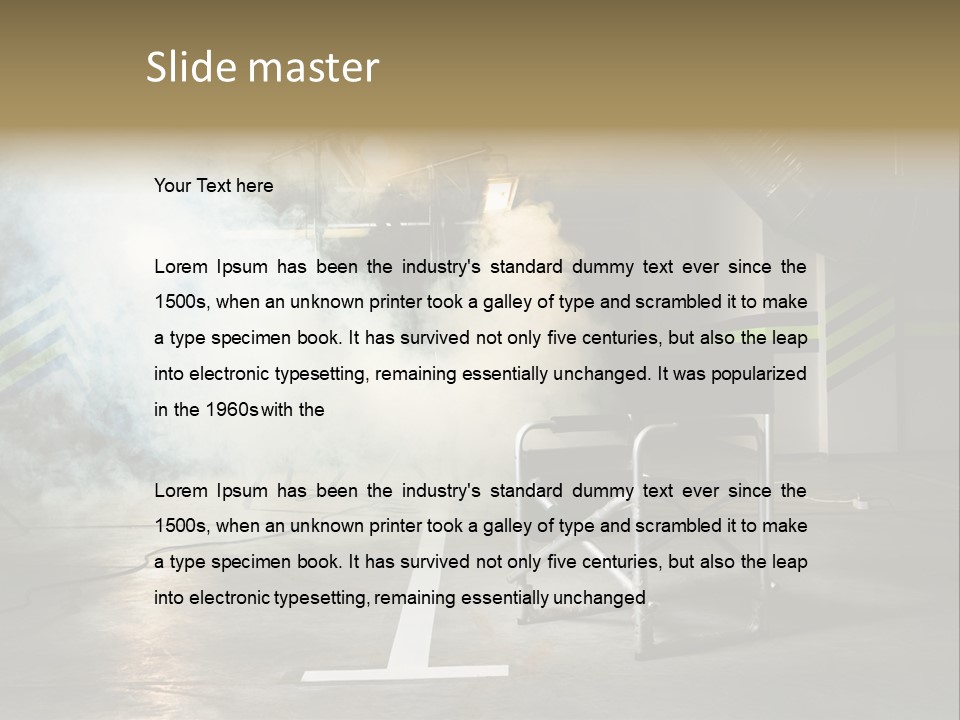 Chair For The Director In Studio On A Background Of A Smoke PowerPoint Template