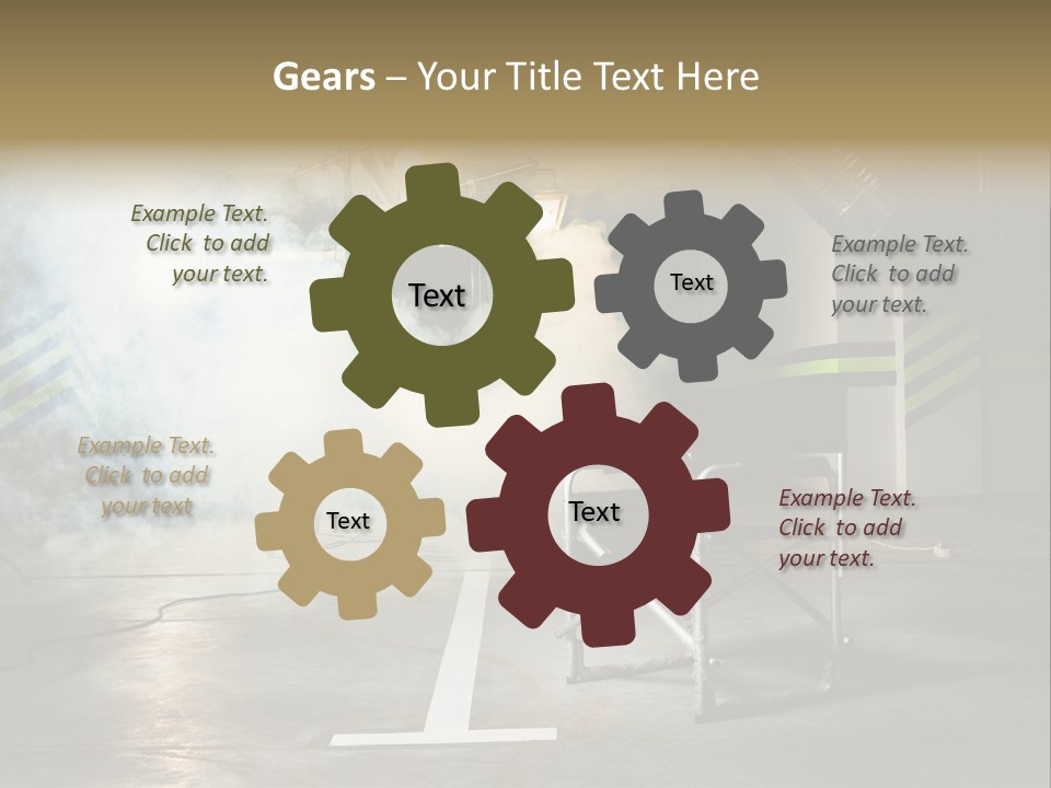 Chair For The Director In Studio On A Background Of A Smoke PowerPoint Template