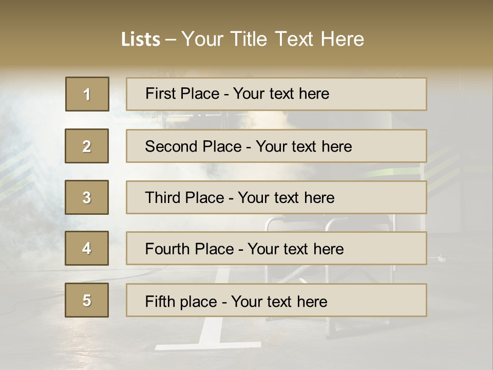 Chair For The Director In Studio On A Background Of A Smoke PowerPoint Template