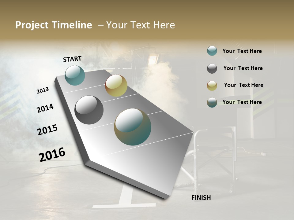 Chair For The Director In Studio On A Background Of A Smoke PowerPoint Template