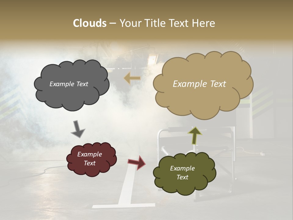 Chair For The Director In Studio On A Background Of A Smoke PowerPoint Template