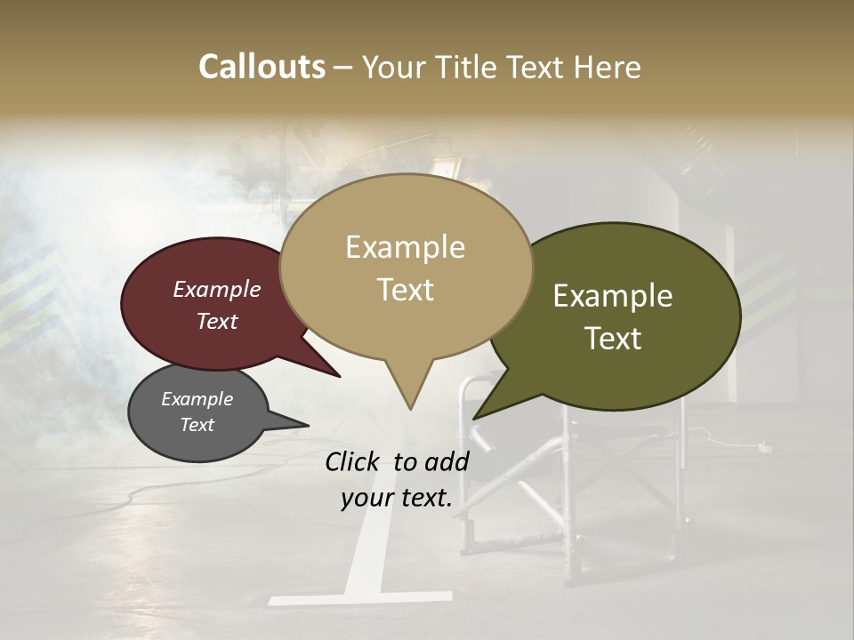 Chair For The Director In Studio On A Background Of A Smoke PowerPoint Template