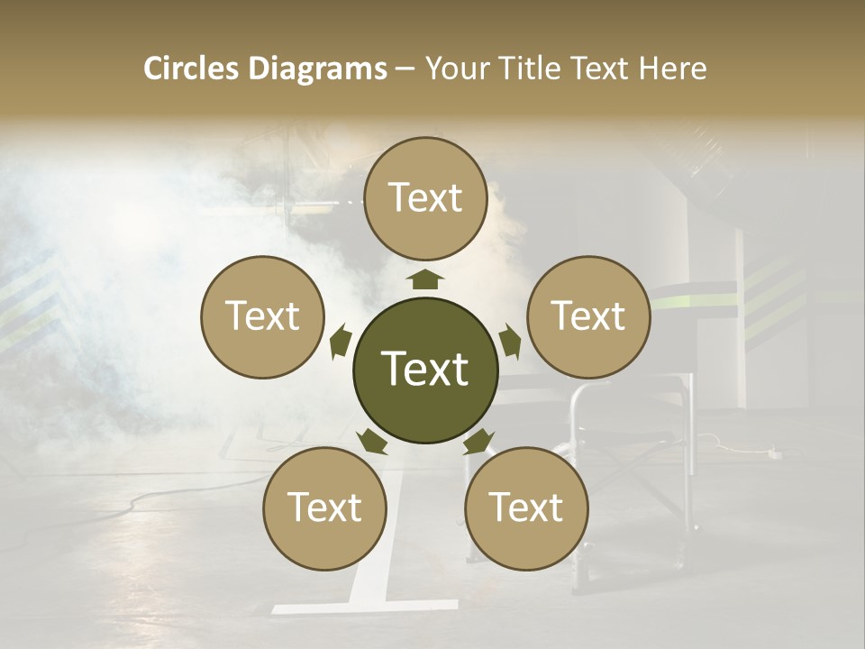 Chair For The Director In Studio On A Background Of A Smoke PowerPoint Template