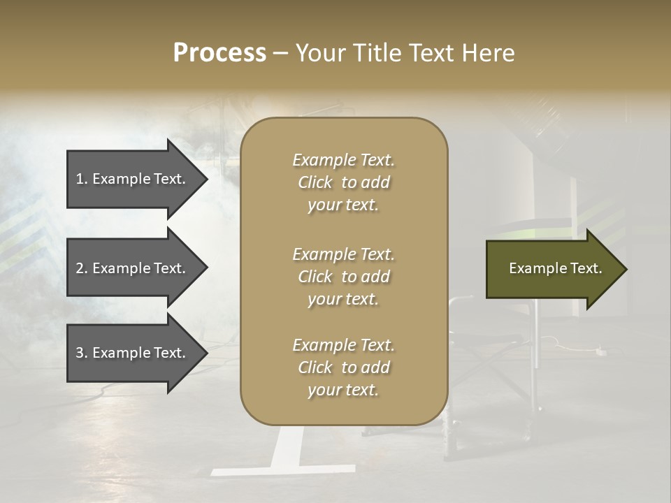 Chair For The Director In Studio On A Background Of A Smoke PowerPoint Template