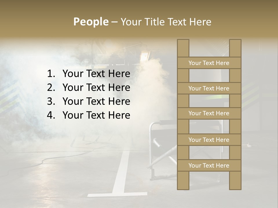 Chair For The Director In Studio On A Background Of A Smoke PowerPoint Template