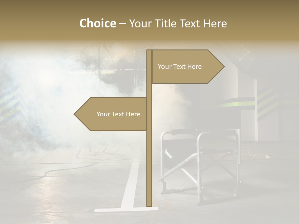 Chair For The Director In Studio On A Background Of A Smoke PowerPoint Template