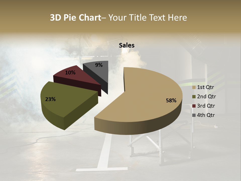 Chair For The Director In Studio On A Background Of A Smoke PowerPoint Template
