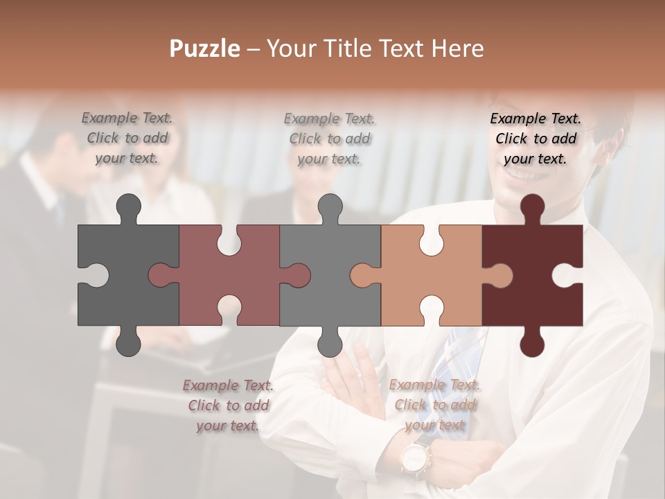Portrait Of Successful Businessman And Business Team At Office Meeting PowerPoint Template