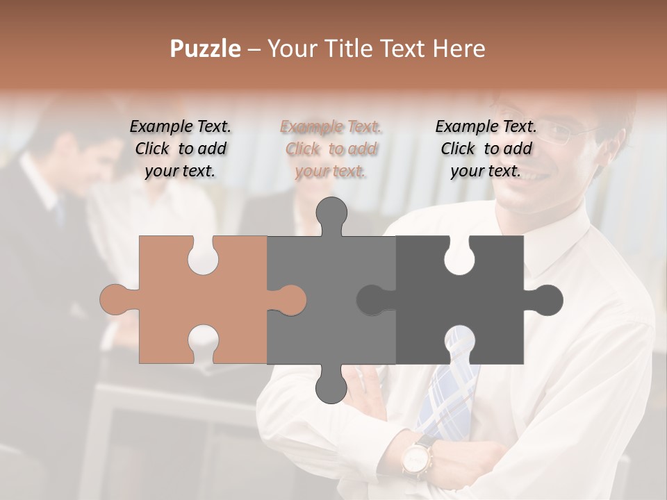 Portrait Of Successful Businessman And Business Team At Office Meeting PowerPoint Template