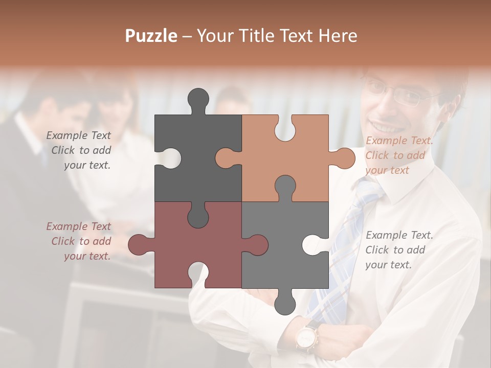 Portrait Of Successful Businessman And Business Team At Office Meeting PowerPoint Template