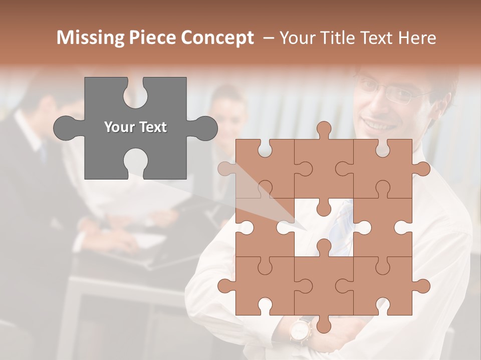 Portrait Of Successful Businessman And Business Team At Office Meeting PowerPoint Template