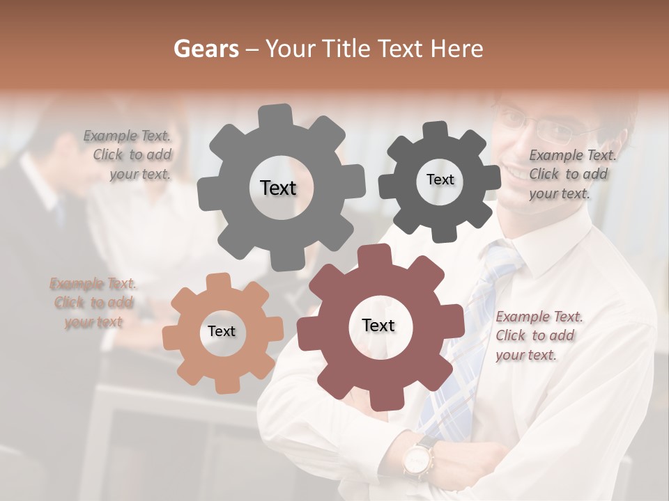 Portrait Of Successful Businessman And Business Team At Office Meeting PowerPoint Template