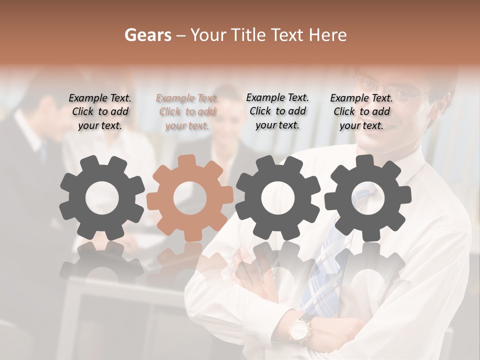 Portrait Of Successful Businessman And Business Team At Office Meeting PowerPoint Template