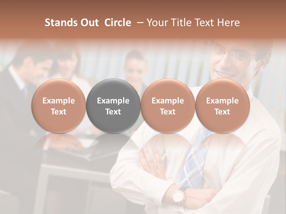 Portrait Of Successful Businessman And Business Team At Office Meeting PowerPoint Template