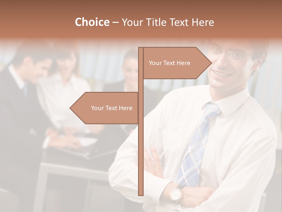 Portrait Of Successful Businessman And Business Team At Office Meeting PowerPoint Template