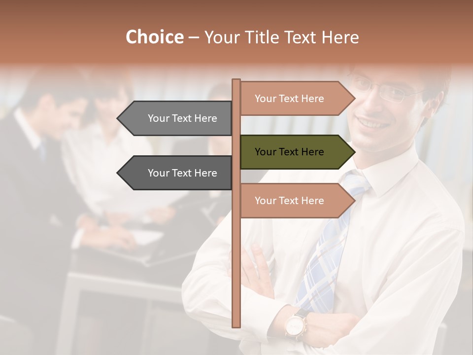 Portrait Of Successful Businessman And Business Team At Office Meeting PowerPoint Template