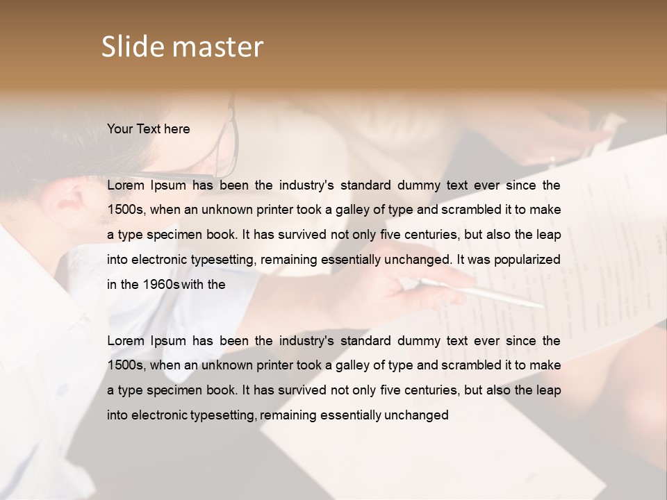 A Man Is Writing On A Piece Of Paper PowerPoint Template