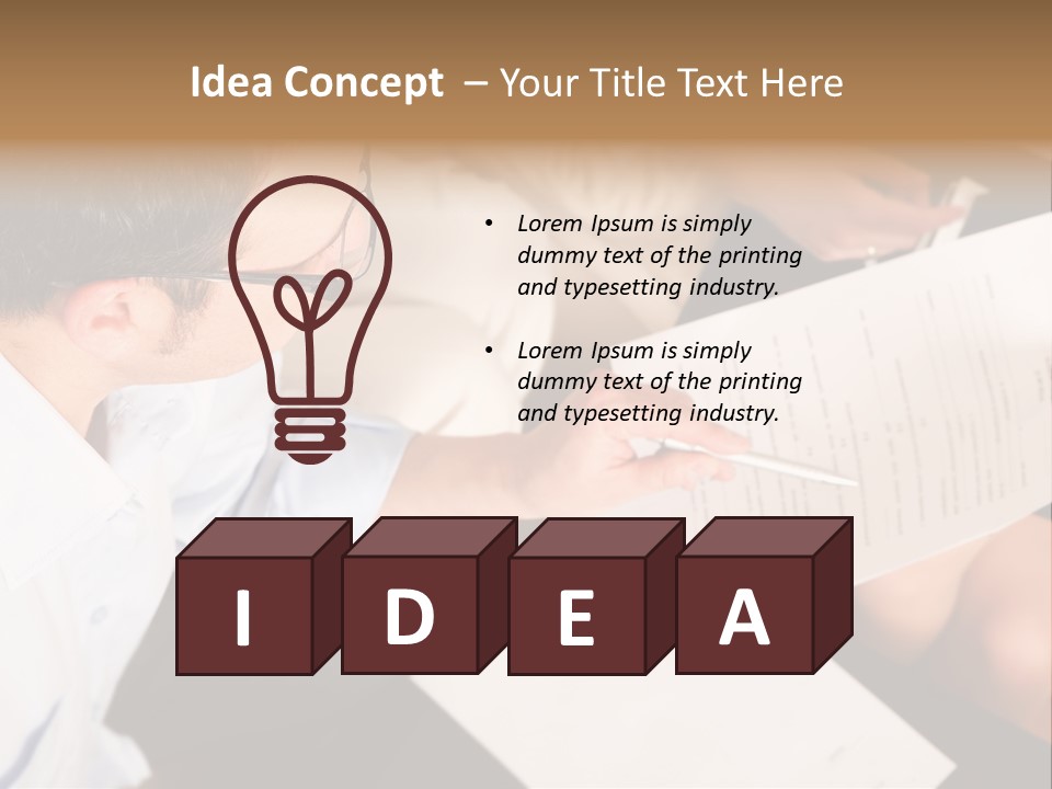 A Man Is Writing On A Piece Of Paper PowerPoint Template