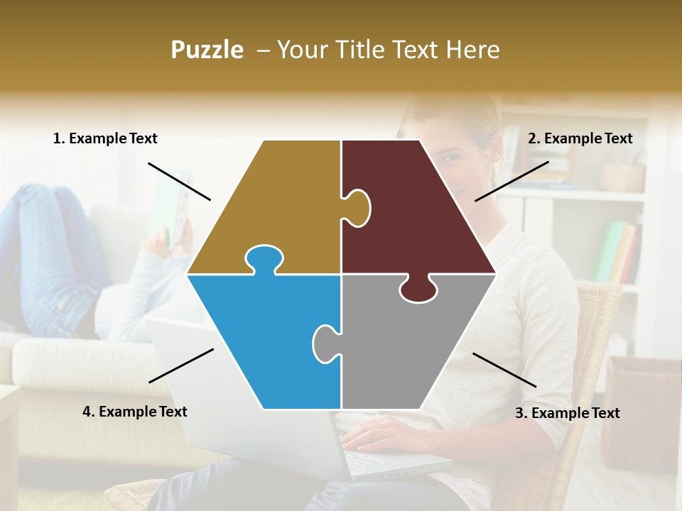 Beautiful Girl Is Using Headset, Isolated On White PowerPoint Template